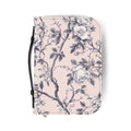 Pink White Botanical Toile Bible Cover | Floral Design | Christian Gift | Vegan Bible Case with Handle & Zipper | Bible Study Accessory