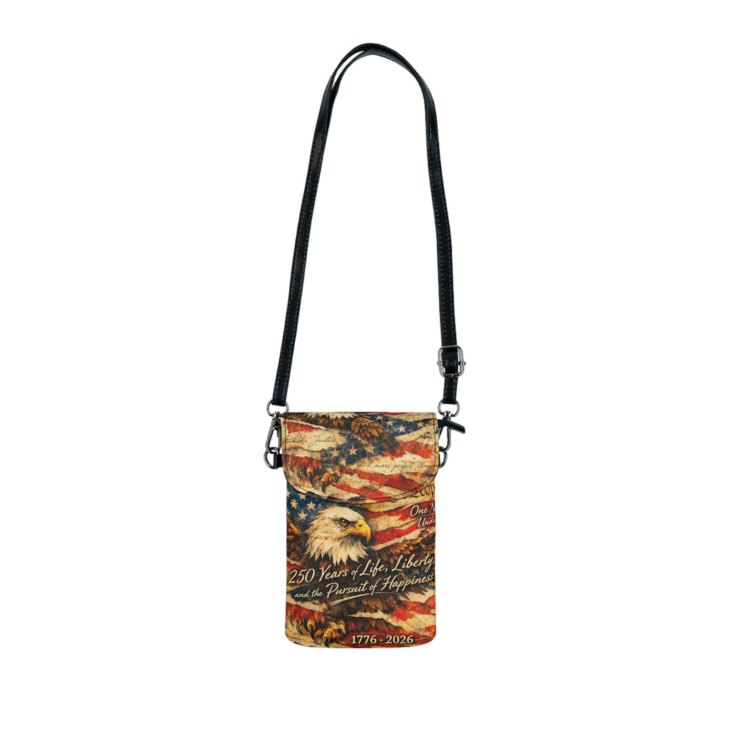 American Anniversary Crossbody Small Cell Phone Wallet, Shoulder Purse, 4th of July Phone Bag