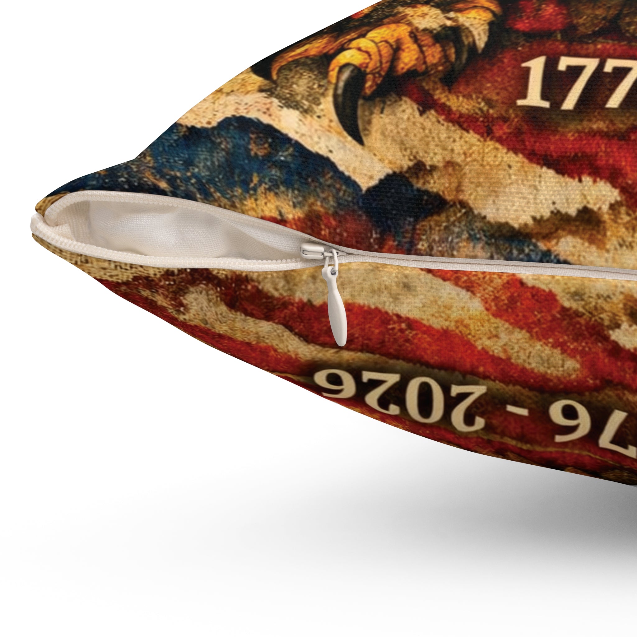 250 Years of Life Liberty and the Pursuit of Happiness Square Pillow | Bald Eagle American Flag 1776-2026
