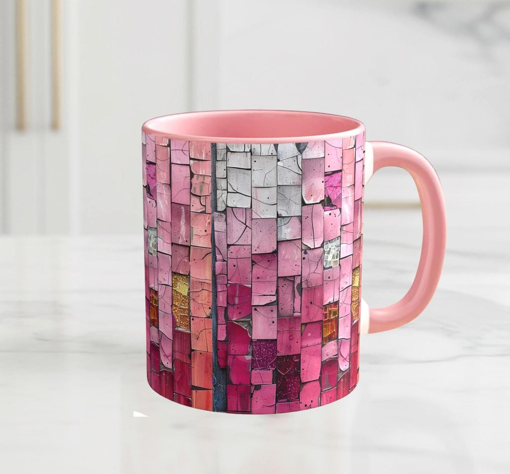 Pink Mosaic Mug • Modern Art Coffee Cup • PCS Colorful Drinkware