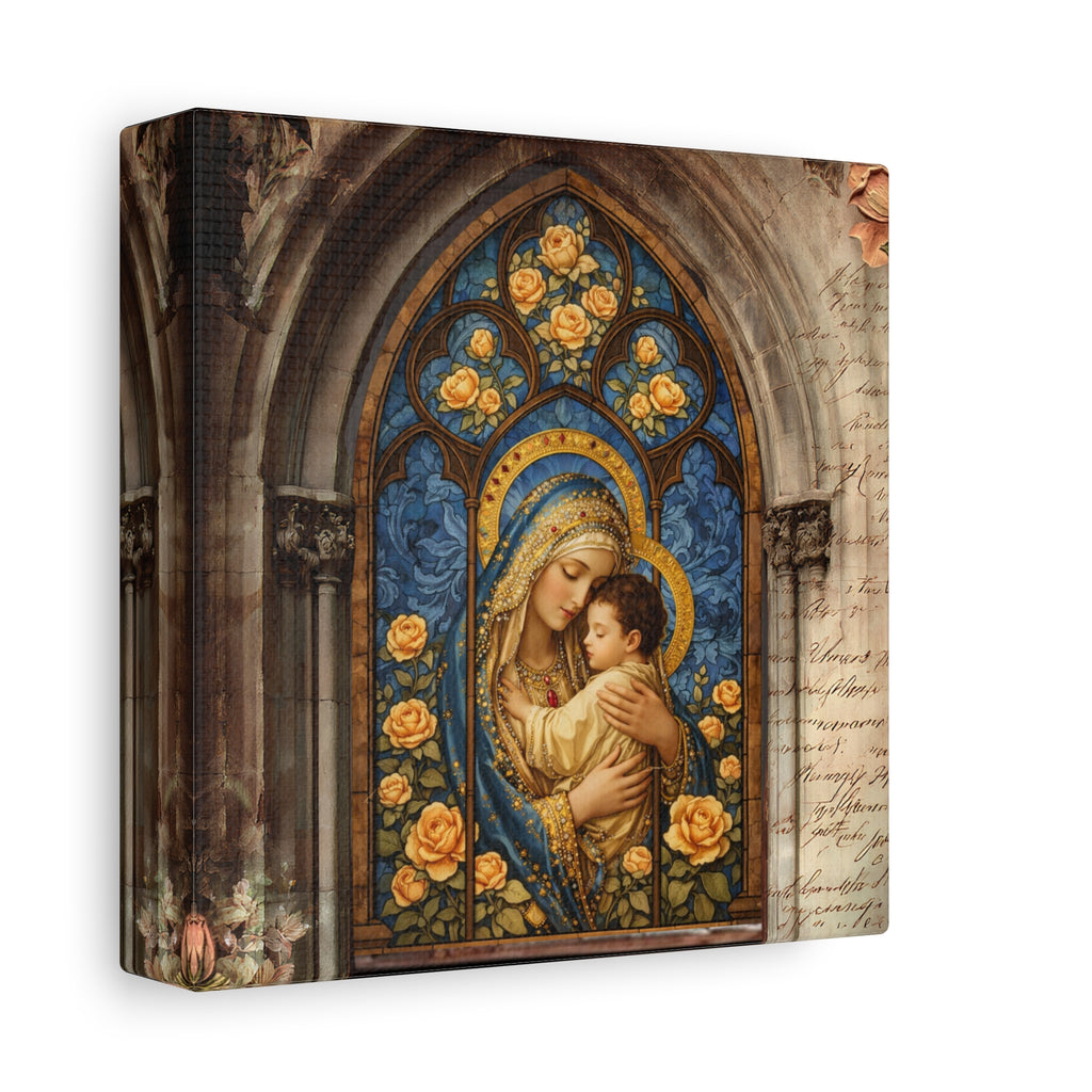 Mary Stained Glass Window Canvas Wall Hanging | Matte Stretched Canvas