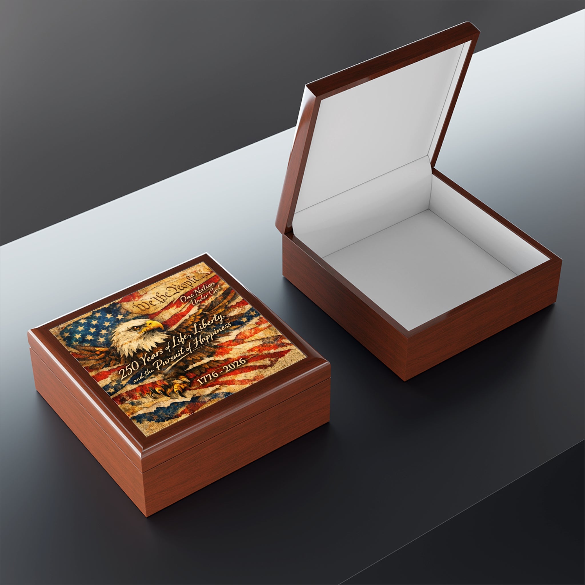 American 250th Anniversary Patriotic Jewelry Box | Veteran Keepsake