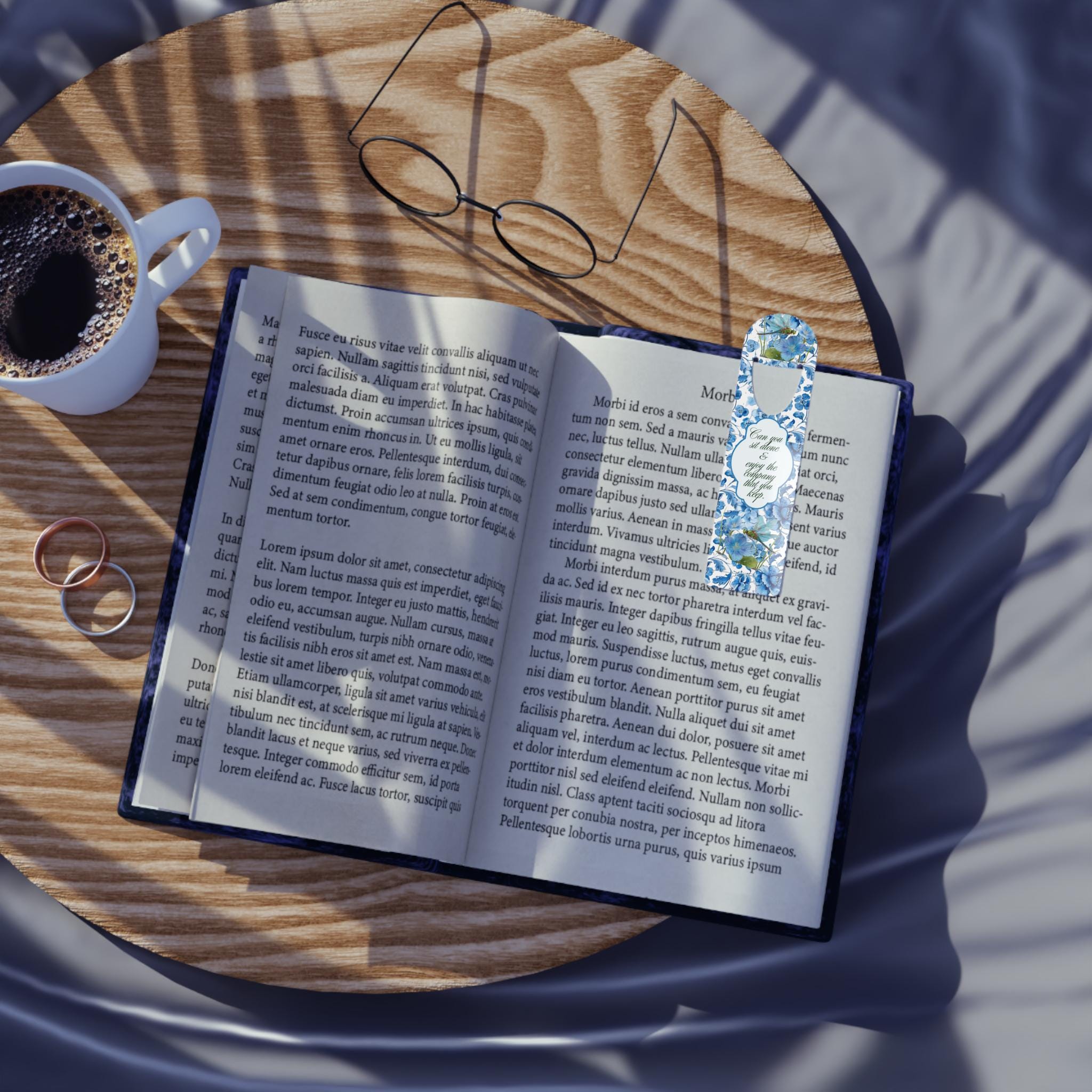 Blue Floral Dragonfly Quote Bookmark | Metal Corner Bookmarker Can You Sit Alone
