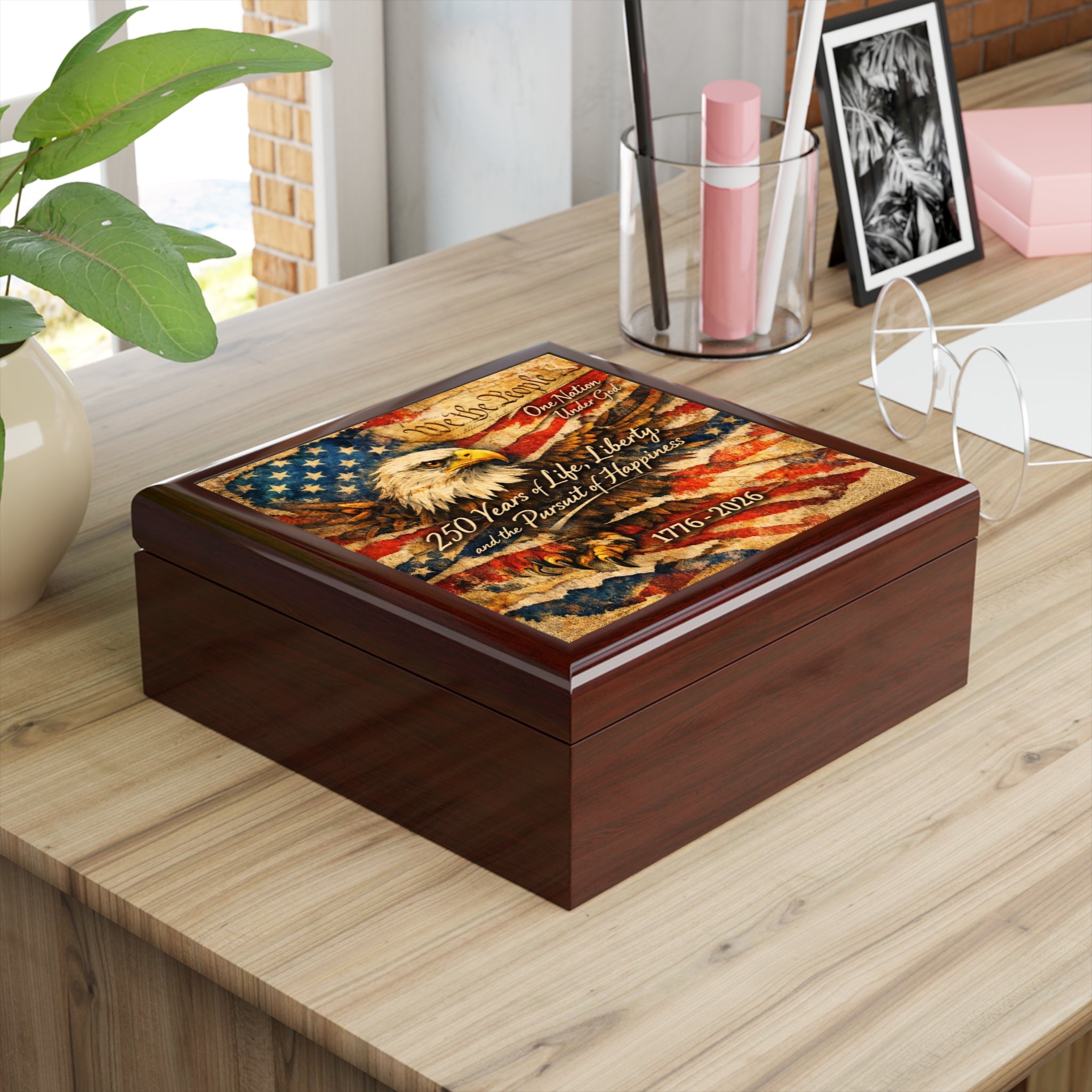 American 250th Anniversary Patriotic Jewelry Box | Veteran Keepsake