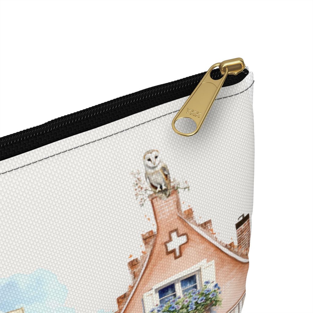 Village Row Houses Accessory Pouch | Illustrated Cottage Row Zip Pouch