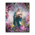 Virgin Mary Floral Portrait Canvas