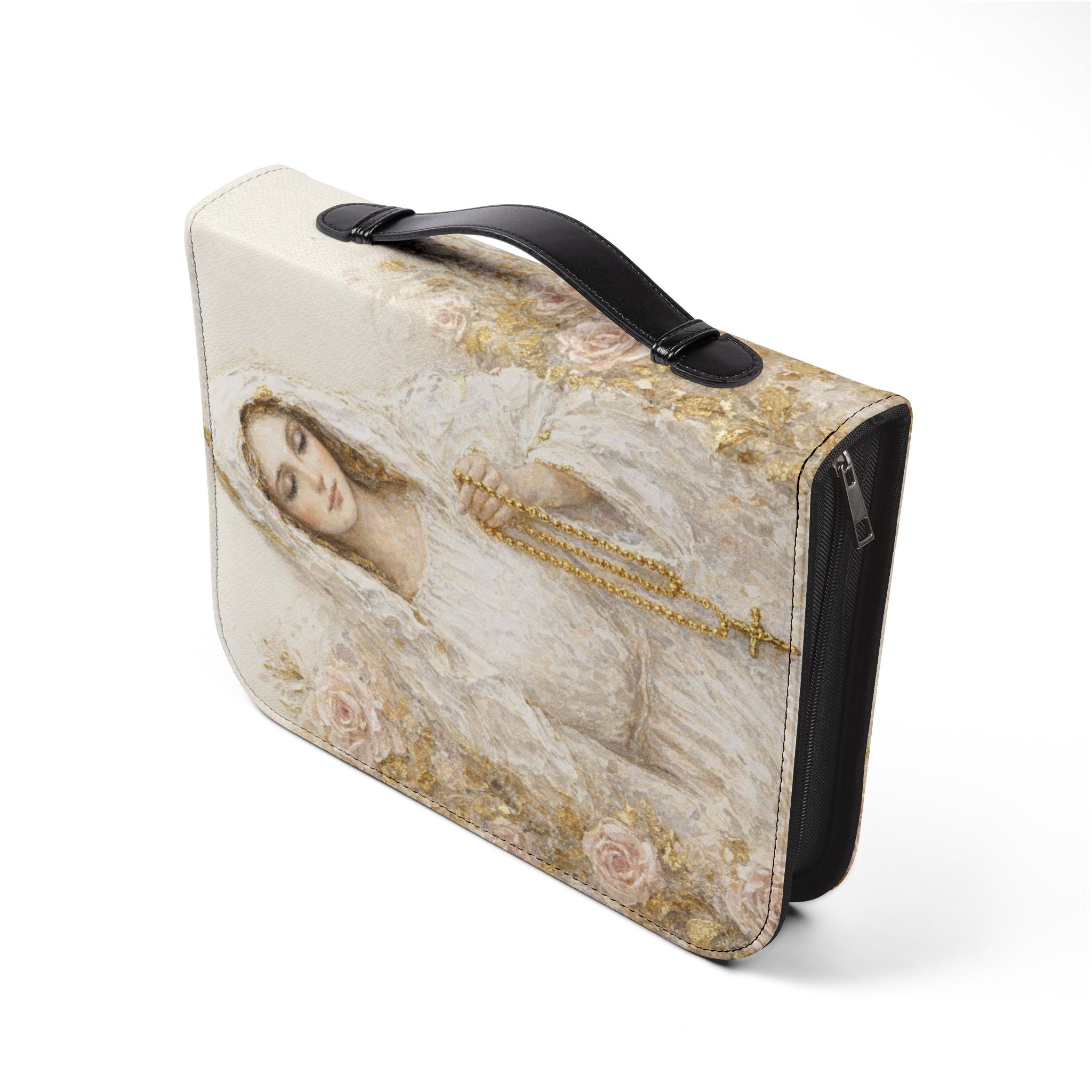 Our Lady of the Rosary Bible Cover | Zippered Scripture Organizer | Bible Carrying Case