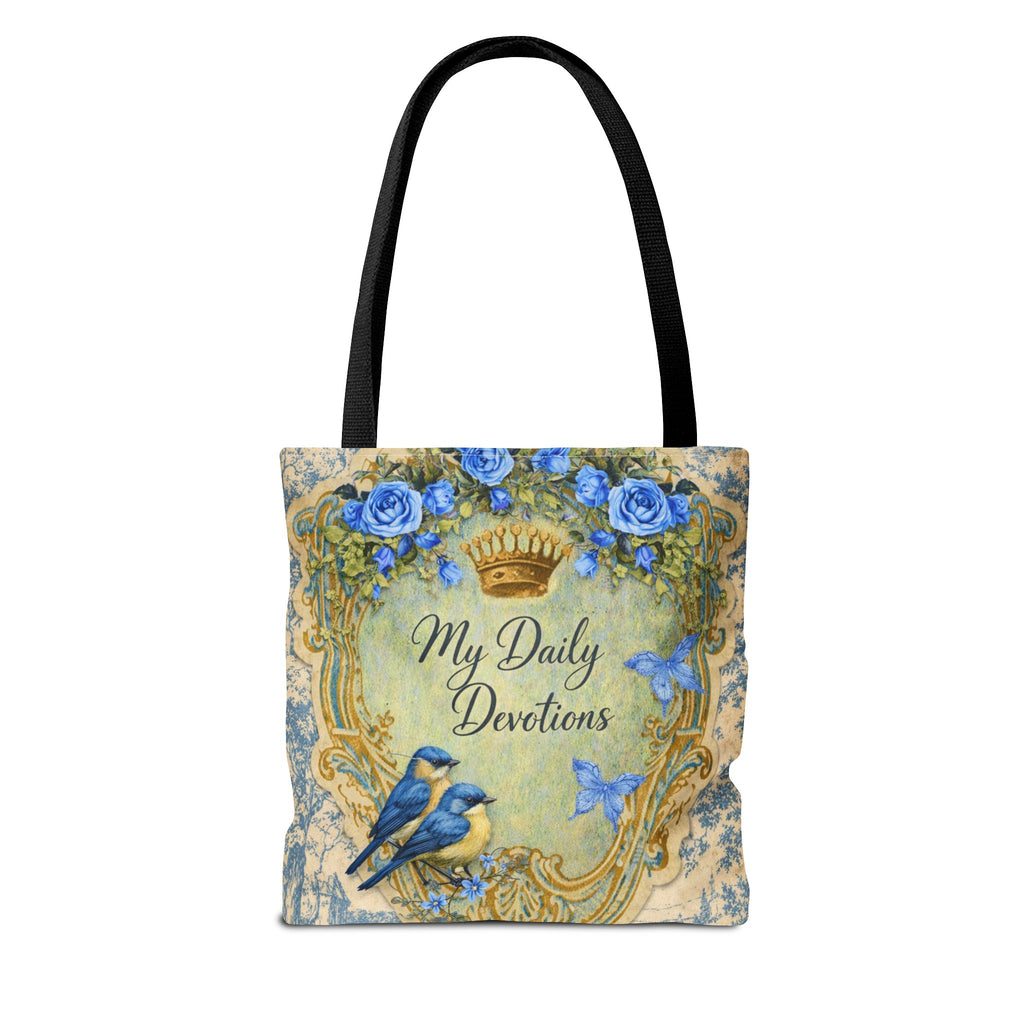 Daily Devotions Tote Bag | Bluebird Toile Bible Study Accessory | Christian Shoulder Bag