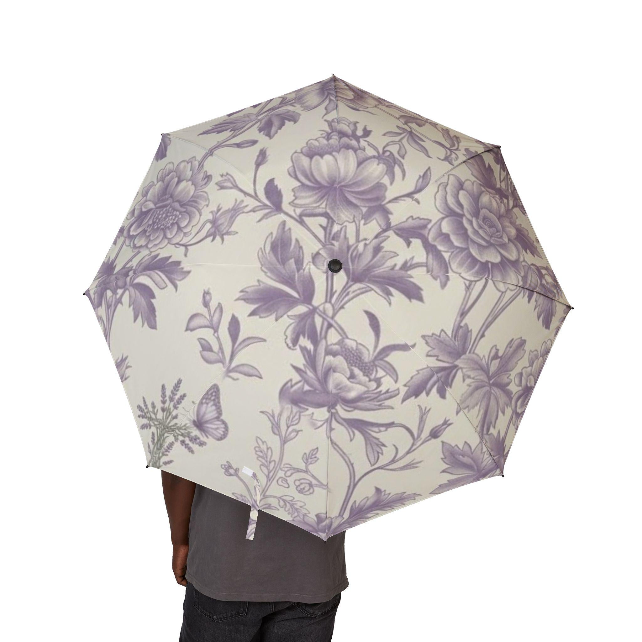 Victorian Lavender Toile Umbrella | Semi-Automatic Foldable Umbrella