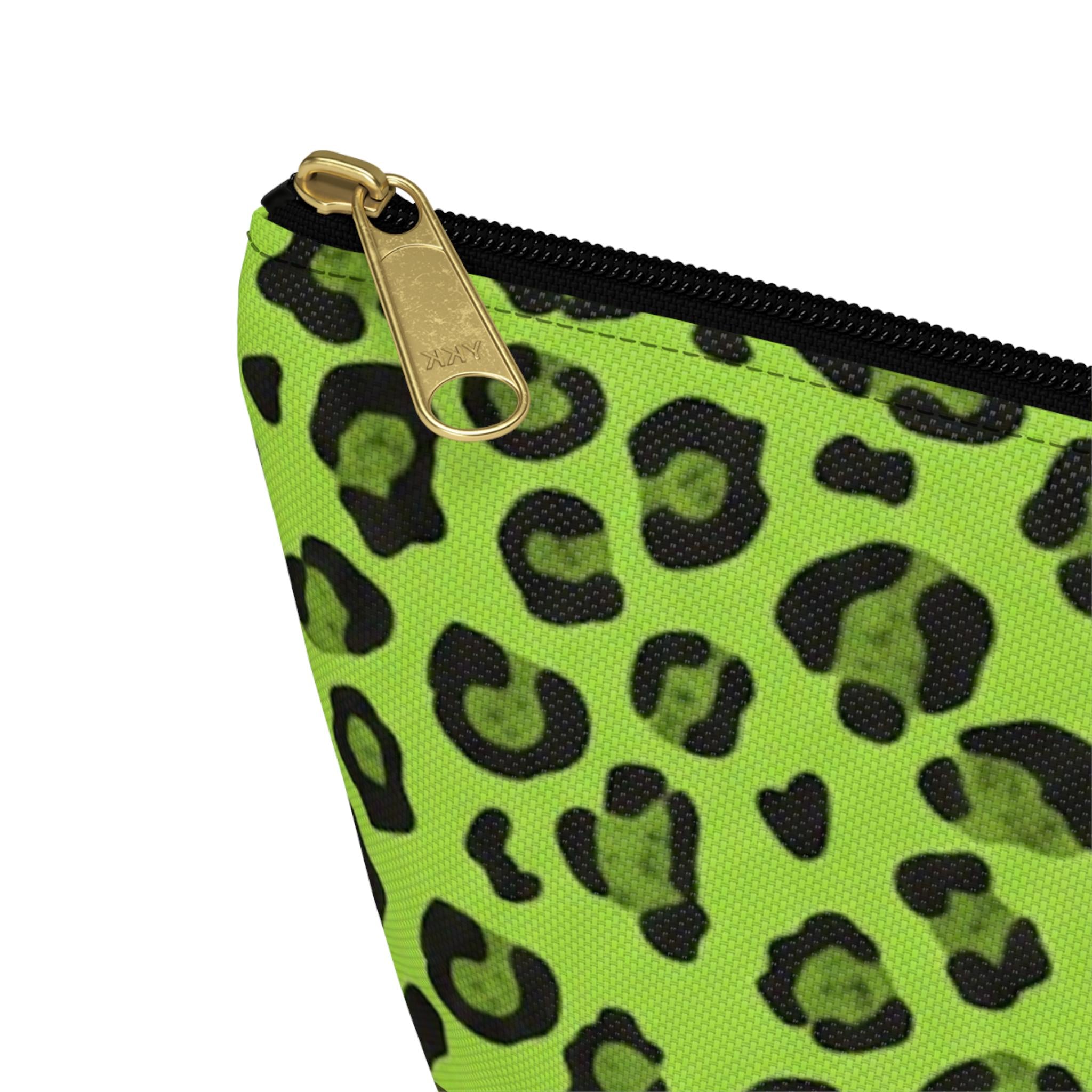 Acid Green Leopard Print Pouch • Bold Zipper Bag