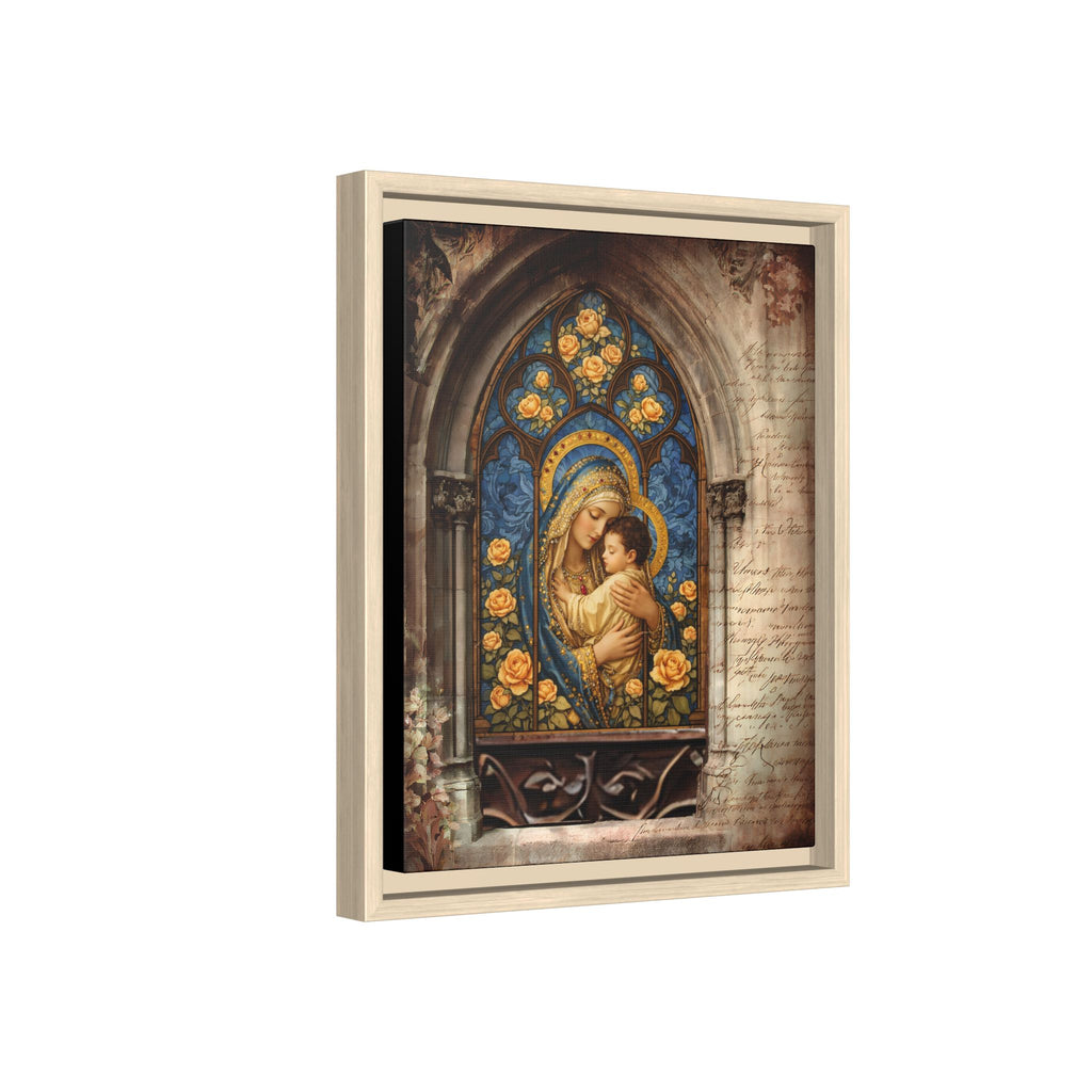 Madonna and Child Stained Glass Print Matte Canvas, Framed