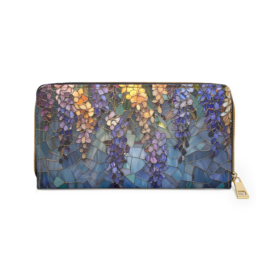 Wisteria Wallet | Floral Clutch • Botanical Zipper • Vegan Leather Coin Purse • Trendy Garden Lover Gift