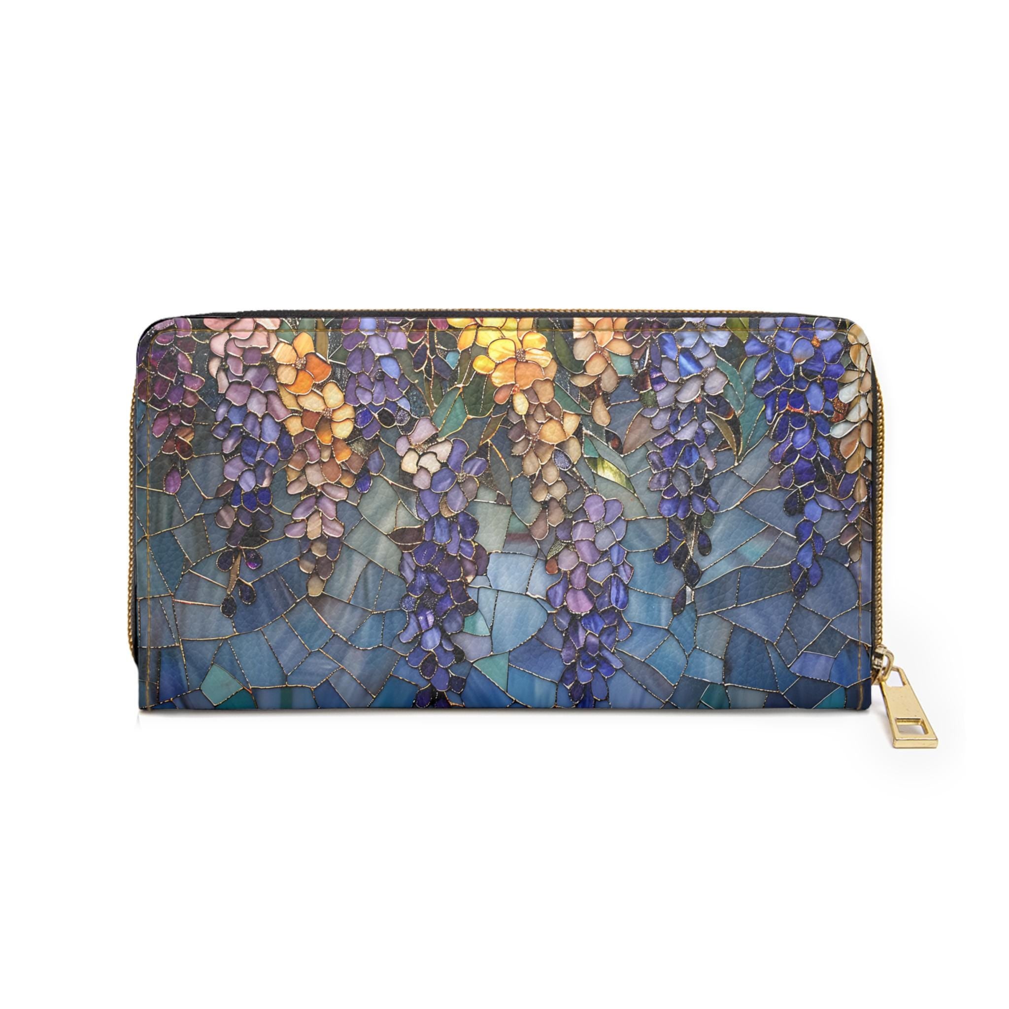 Wisteria Wallet | Floral Clutch • Botanical Zipper • Vegan Leather Coin Purse • Trendy Garden Lover Gift