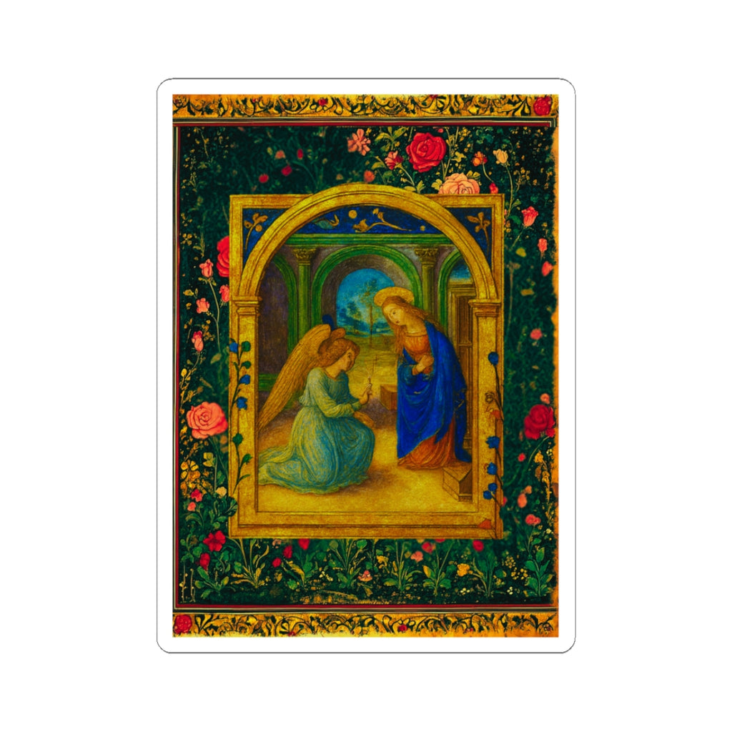 The Annunciation Sticker Book of Hours Manuscript Art Bible Journaling Sticker Marian Gift Holy Card Style