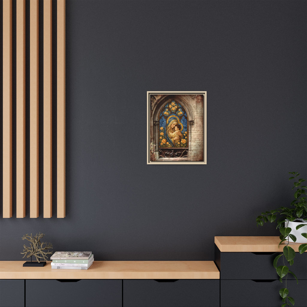 Madonna and Child Stained Glass Print Matte Canvas, Framed