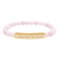 I Am With You Natural Stone Stretch Bar Bracelet | Engraved Christian Bracelet