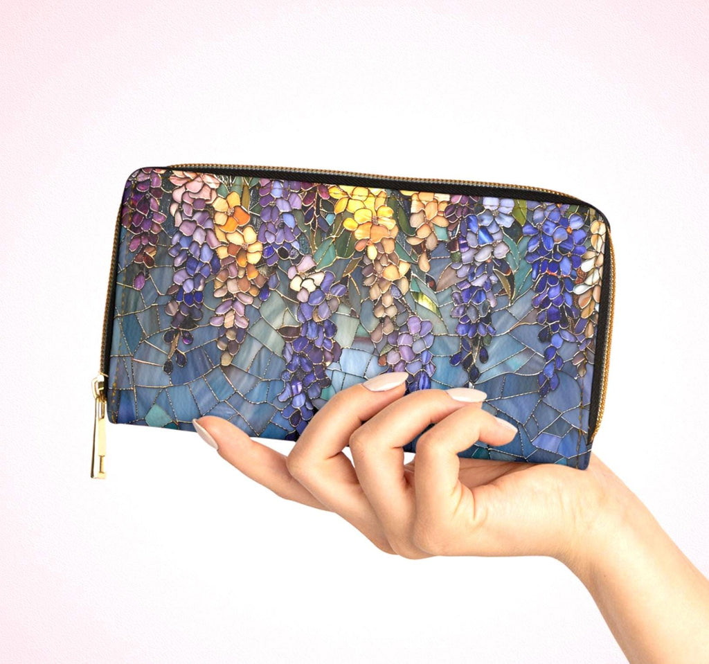 Wisteria Botanical Wallet • Purple Floral Zipper Clutch | Mom Gift