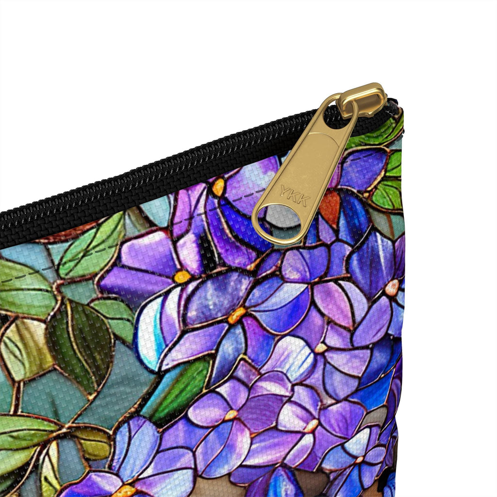 Wisteria Floral Accessory Pouch | Stained Glass Garden Print Zipper Bag