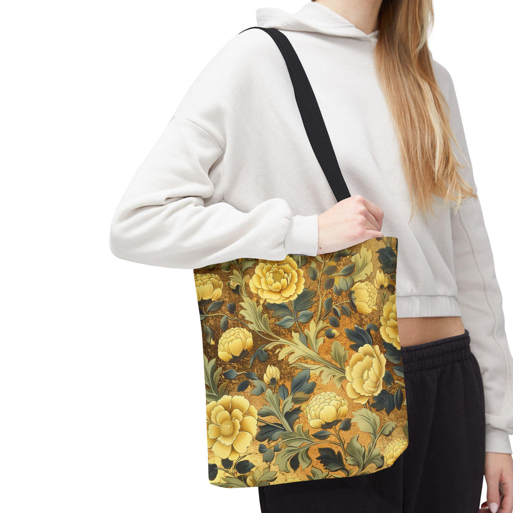 Willaim Morris Tote Bag | Golden Botanical Bible Study Accessory | Christian Shoulder Bag