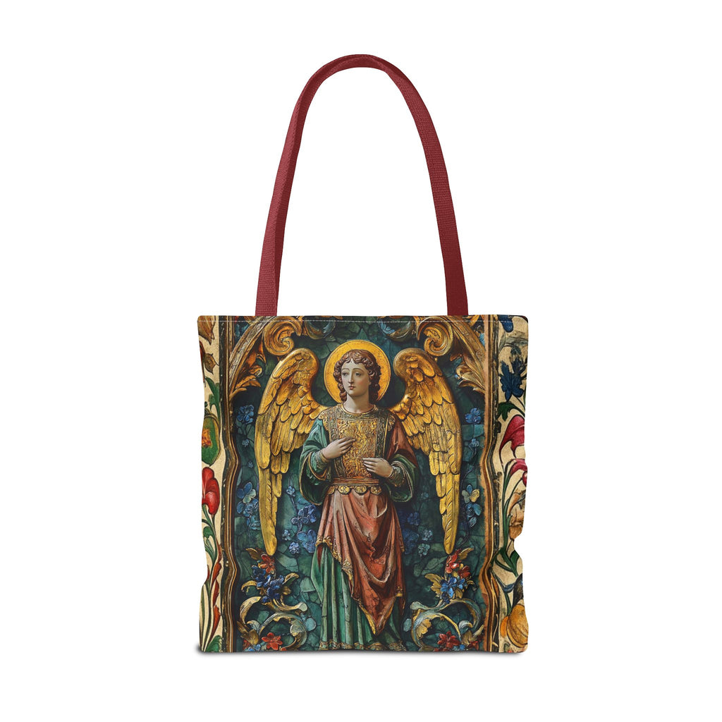 Medieval Manuscript Angel Tote | Ornate Religious Artwork, AOP Shoulder Bag Gift for Catholic