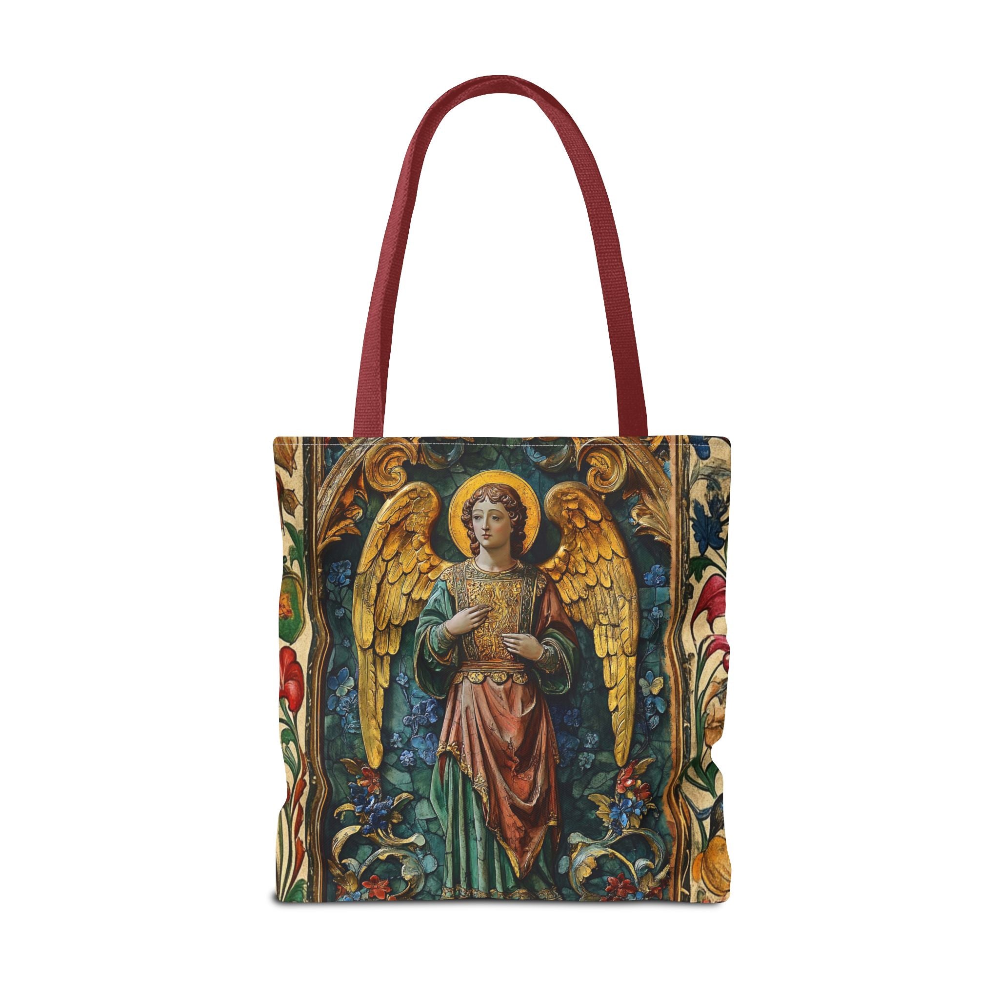 Medieval Manuscript Angel Tote | Ornate Religious Artwork, AOP Shoulder Bag Gift for Catholic