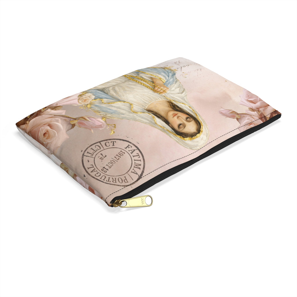 Our Lady of Fatima Accessory Pouch | Rosary Vintage Floral Print
