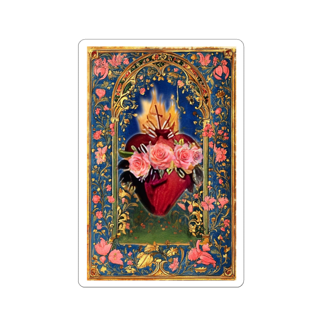 Immaculate Heart Sticker Book of Hours Manuscript Art Bible Journaling Sticker Marian Gift Holy Card Style