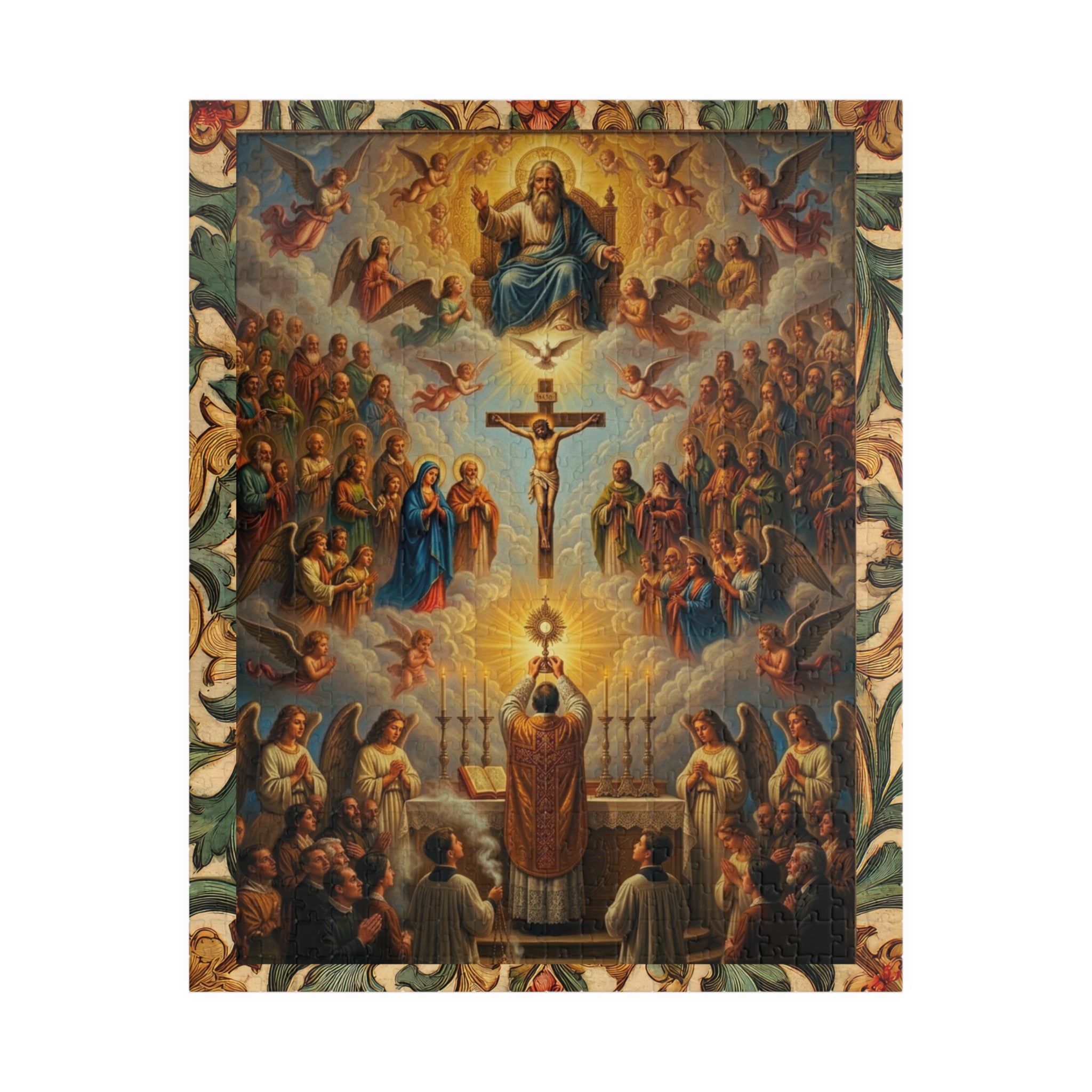 Catholic Mass Eucharist Crucifixion Artwork Puzzle 520 Piece | Religious Jigsaw