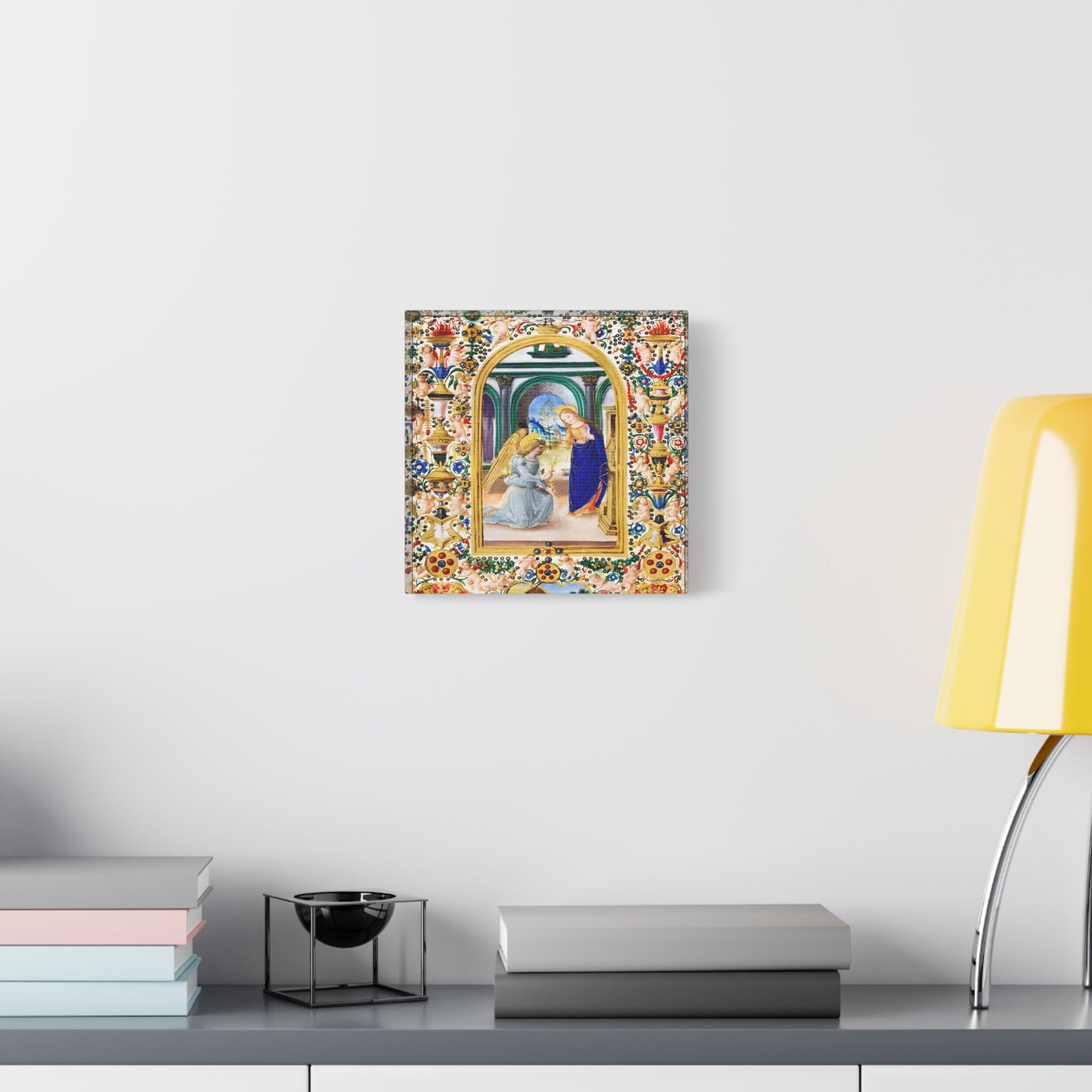 Annunciation Medieval Artwork Canvas Wall Art Matte Canvas, Mary & Gabriel Artwork Gift