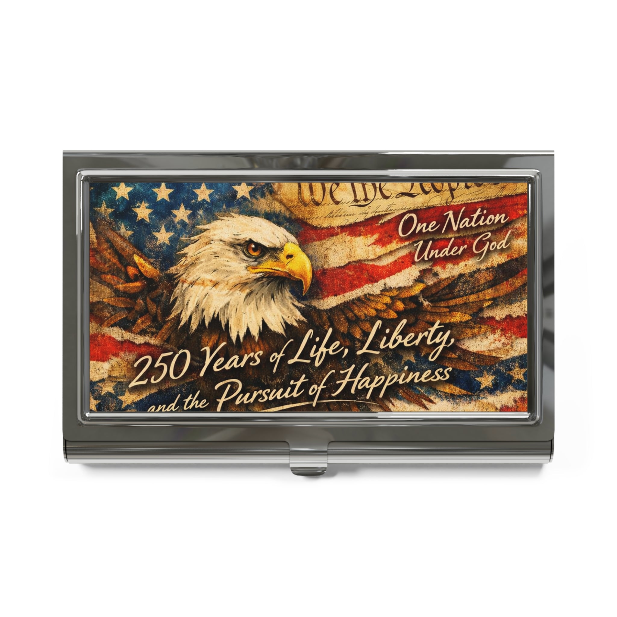 American Flag Business Card Holder | Patriotic Metal Card Case