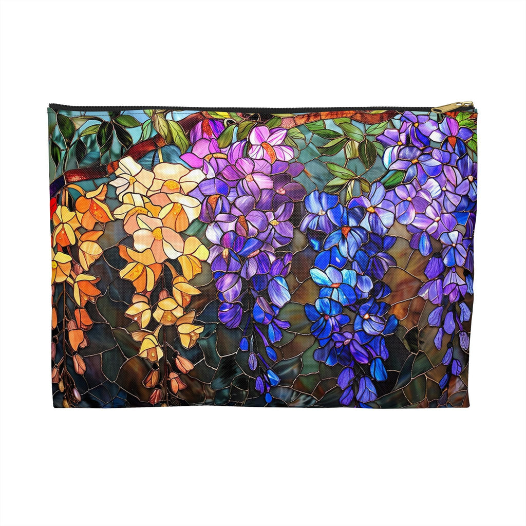 Wisteria Floral Accessory Pouch | Stained Glass Garden Print Zipper Bag