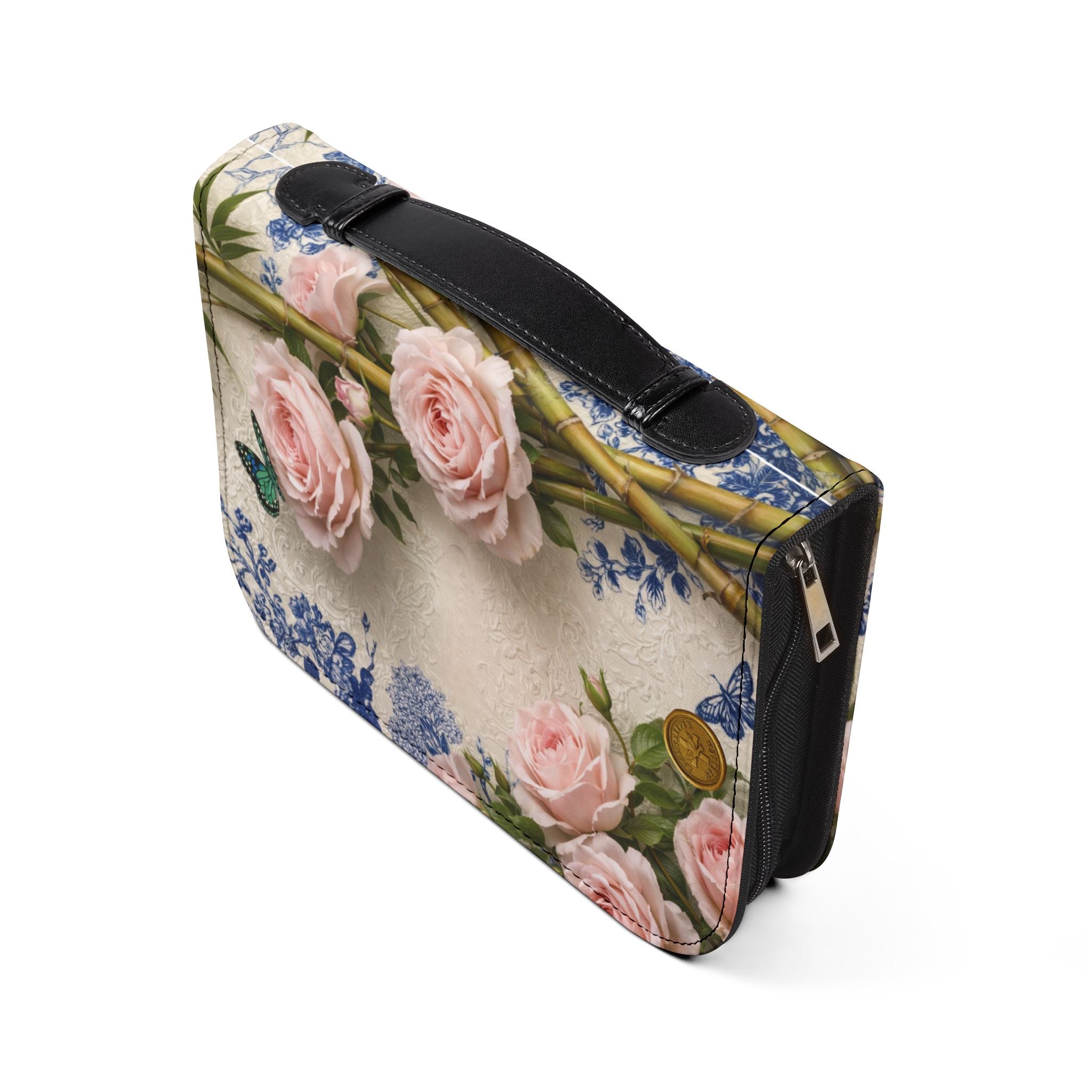 Guatemalan Roses Bible Cover | Zippered Missal Cover with Handle | Personalized Bible Case