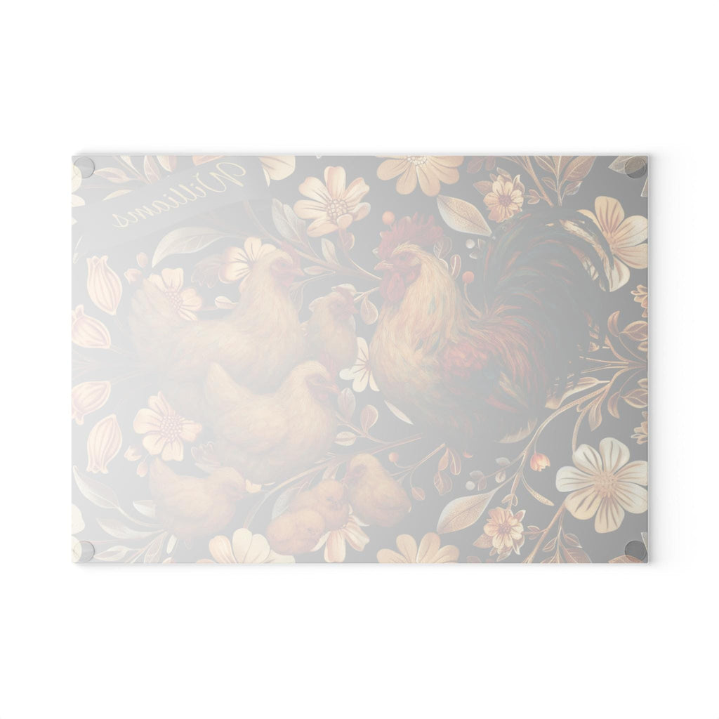 French Rooster Glass Cutting Board: Farmhouse Kitchen Decor
