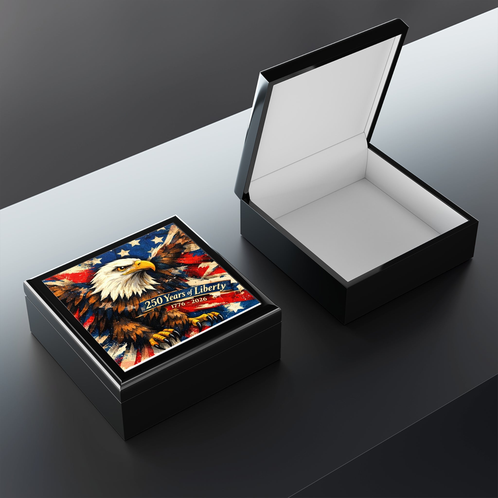 American 250th Anniversary Patriotic Keepsake Box | Veteran Jewelry Box Gift