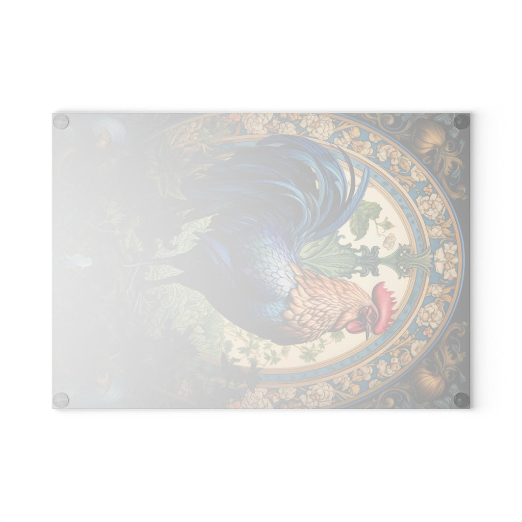 French Rooster Glass Cutting Board: Farmhouse Kitchen Decor