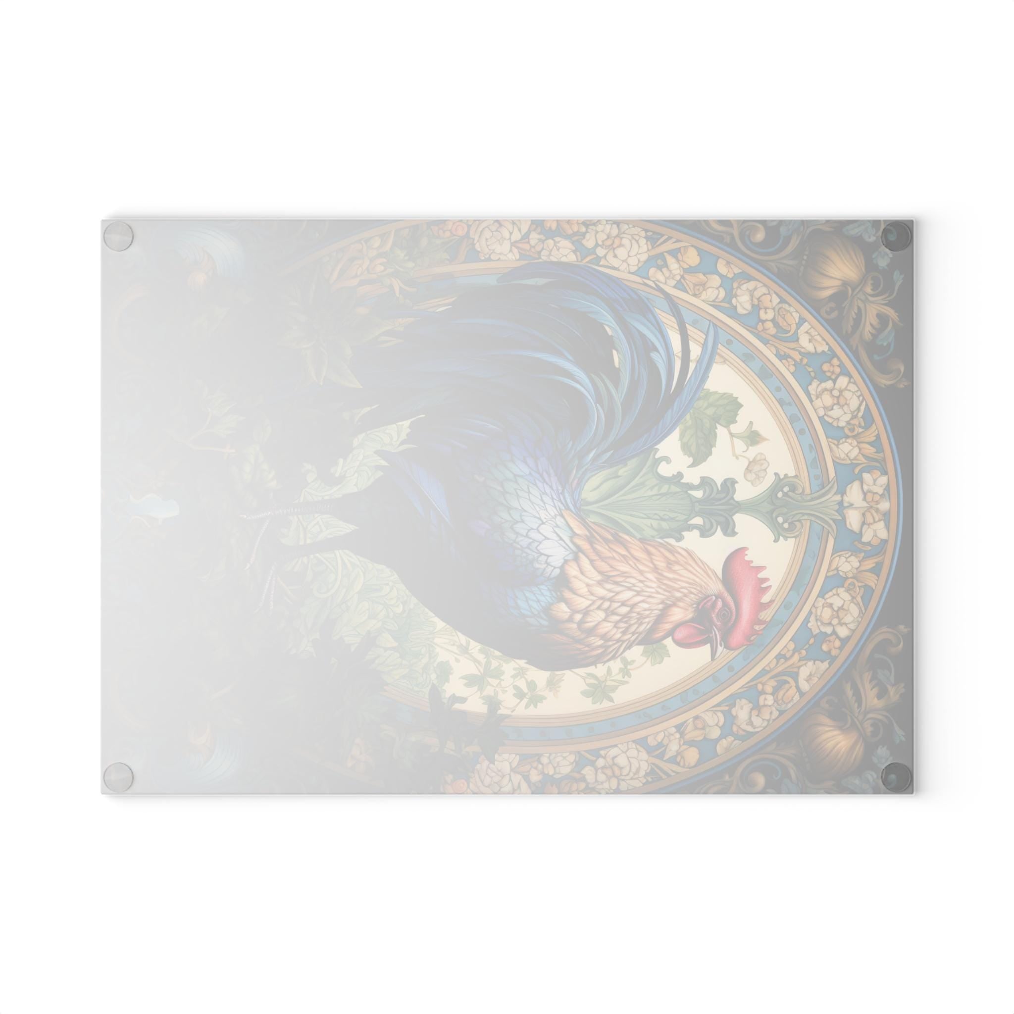 French Rooster Glass Cutting Board: Farmhouse Kitchen Decor