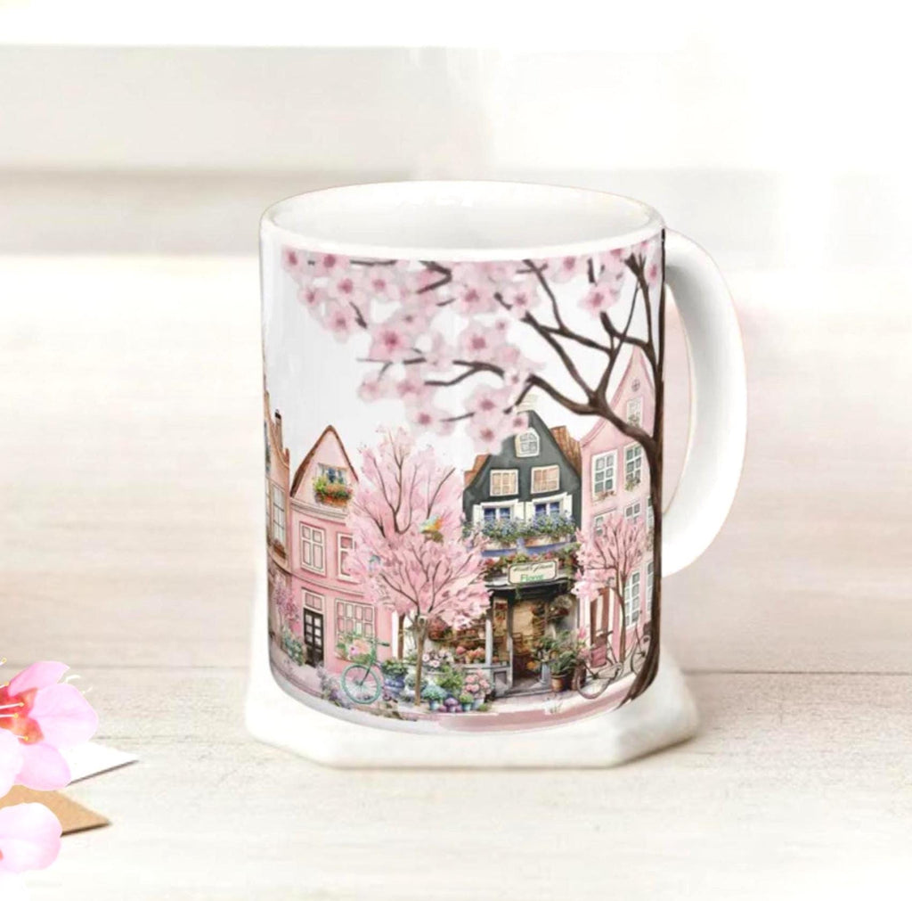 Painted Ladies Rowhouse Floral Coffee Cup Mug | Spring Tea & Coffee Lover