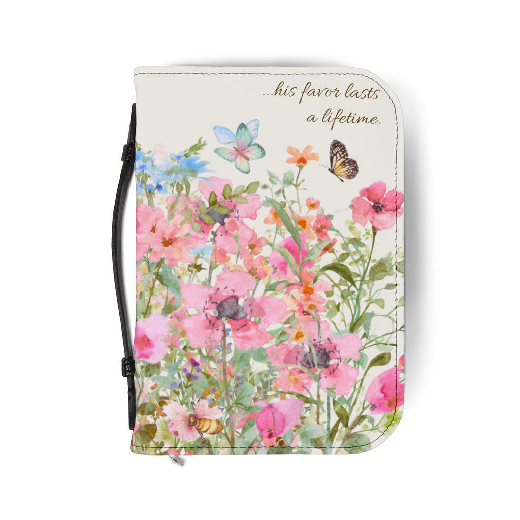 Floral Meadow Bible Cover | Pink Wildflowers, Butterflies, Missal Cover Bible Case