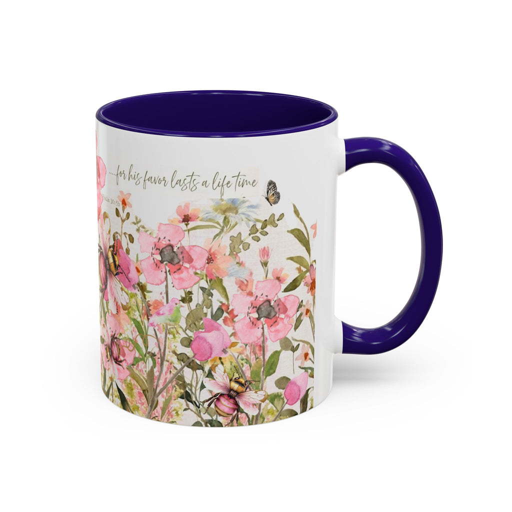 Pink Watercolor Wildflowers Mug | Butterfly Accent Scripture Coffee Cup Gift for Her