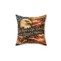250 Years of Life Liberty and the Pursuit of Happiness Square Pillow | Bald Eagle American Flag 1776-2026