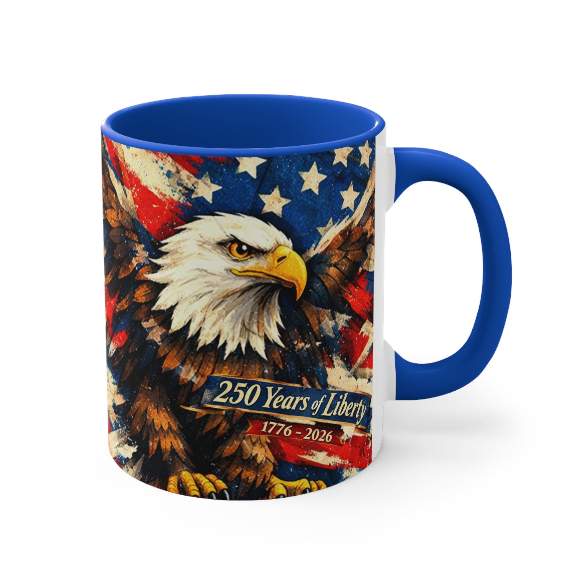 Bald Eagle with American Flag Mug | 250 Years of Liberty 1776-2026 Coffee Cup Comemorative Anniversary