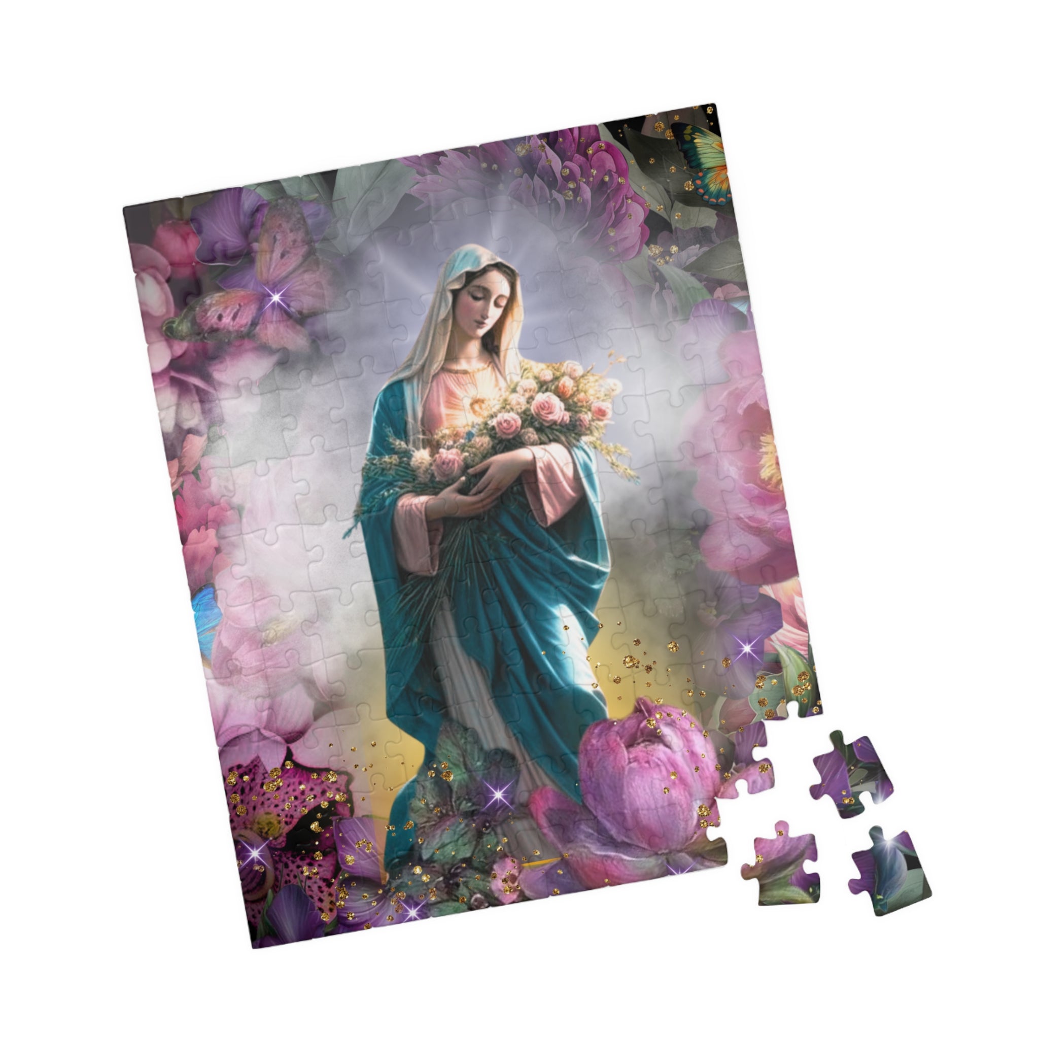 Mary in Heaven Puzzle | Religious Christian Illustration, Marian Scene