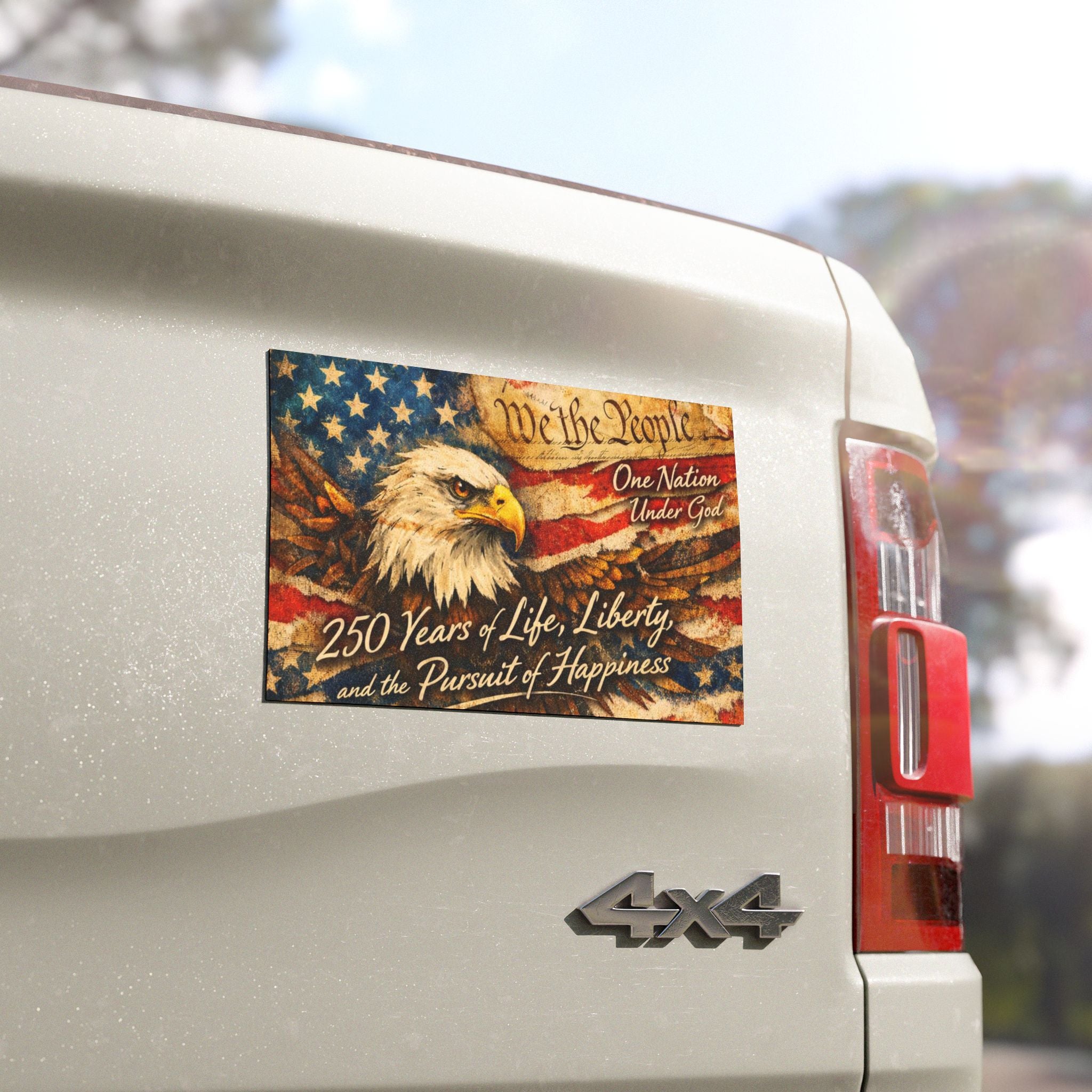 Bald Eagle American Flag 250 Years Car Magnet | 1776-2026 Patriotic