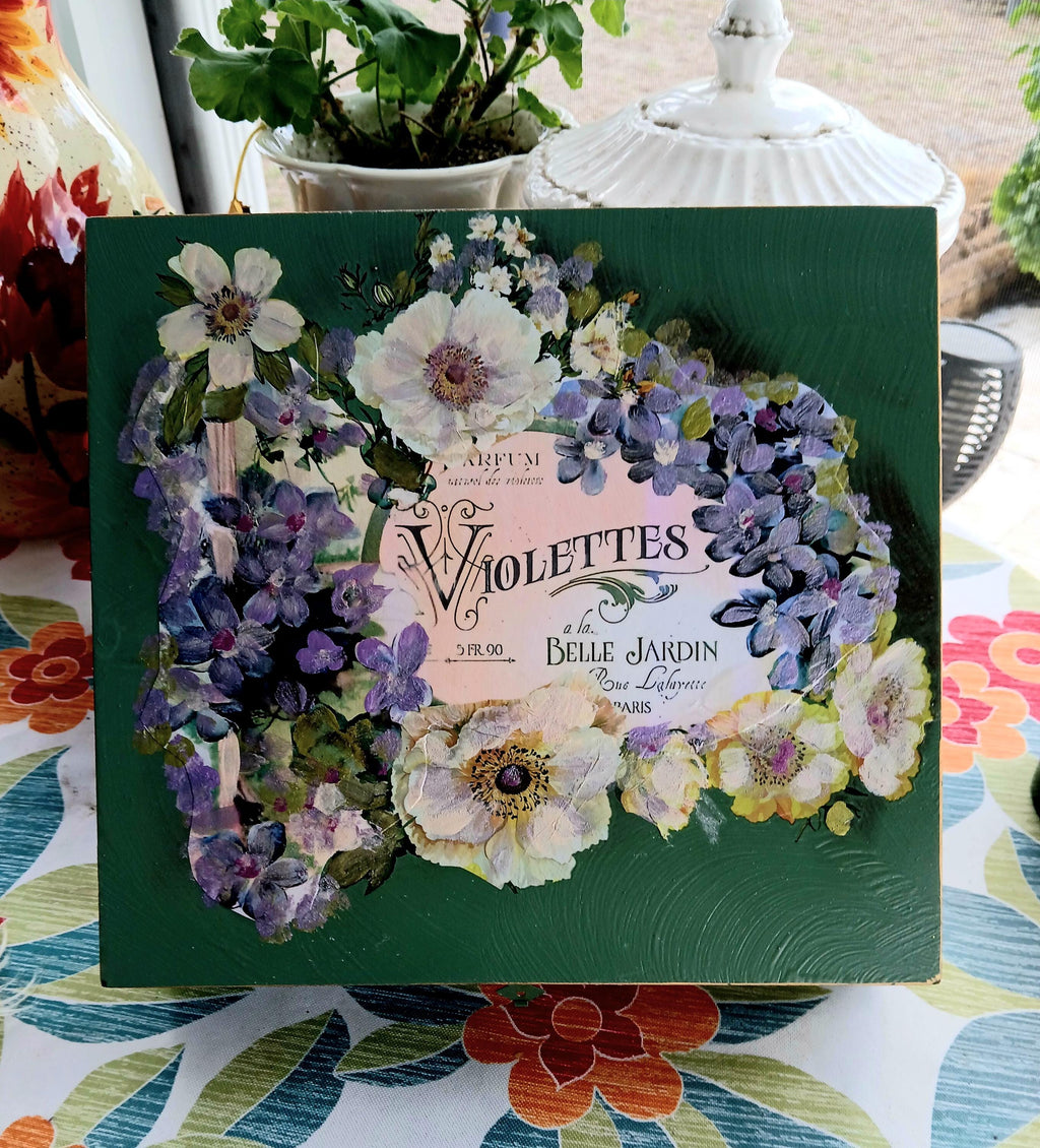 The Vintage Violette Label Keepsake Box,Jewelry chest, For Rosaries, Hankies, letters. Storage gift Box