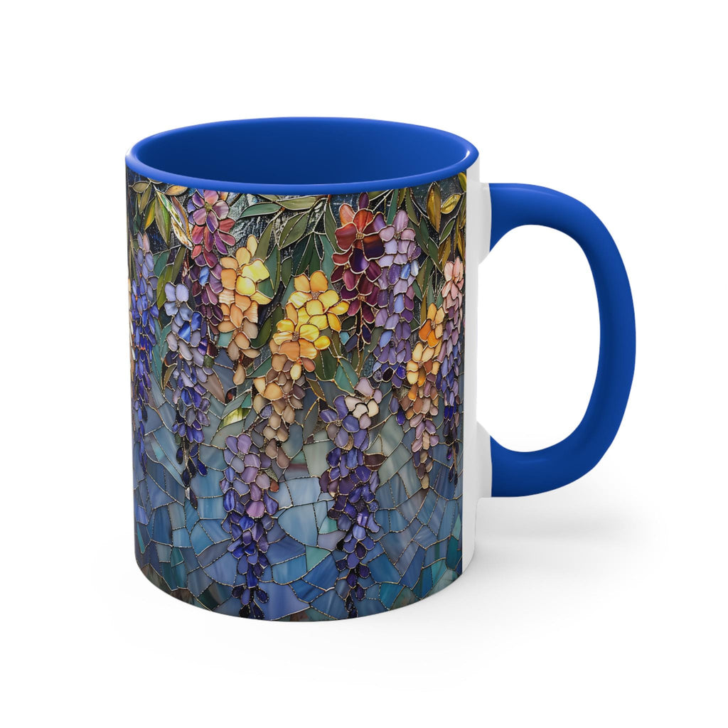 Wisteria Mosaic 11oz Accent Mug | Floral Stained Glass Pattern