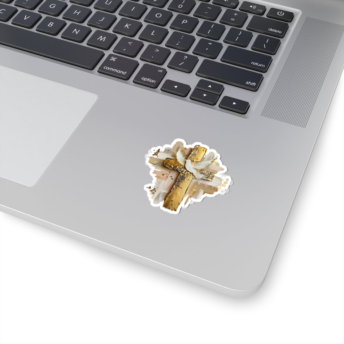 Gold Impasto Cross Sticker Kiss-Cut Sticker