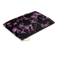 Cherry Blossom Branch Accessory Pouch | Japanese Floral Makeup Bag, Pink Sakura on Black