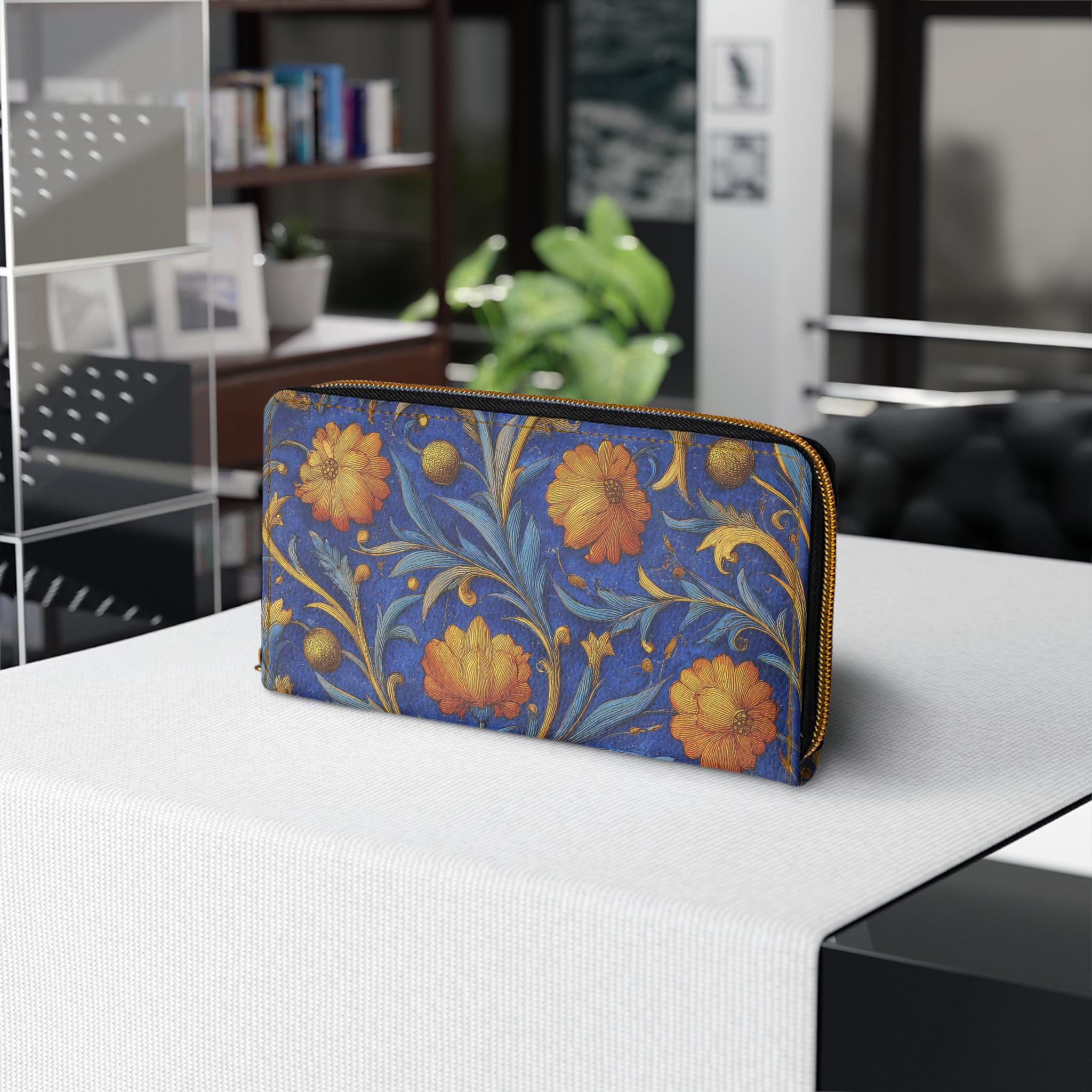 Florentine Floral Zipper Wallet | Classic Italian Pattern Clutch Purse