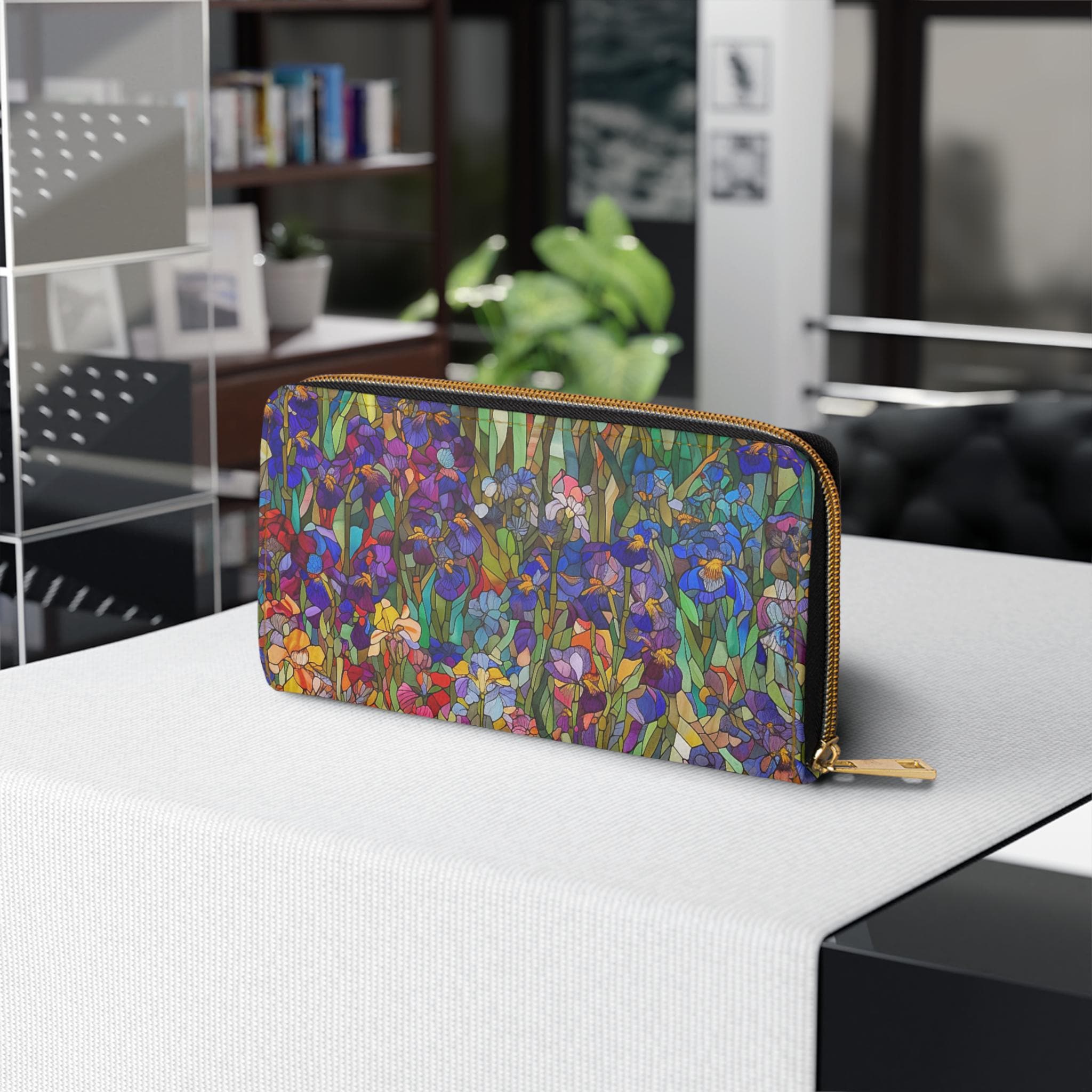Garden Floral Art Wallet • Botanical Zipper Clutch • Vegan Leather