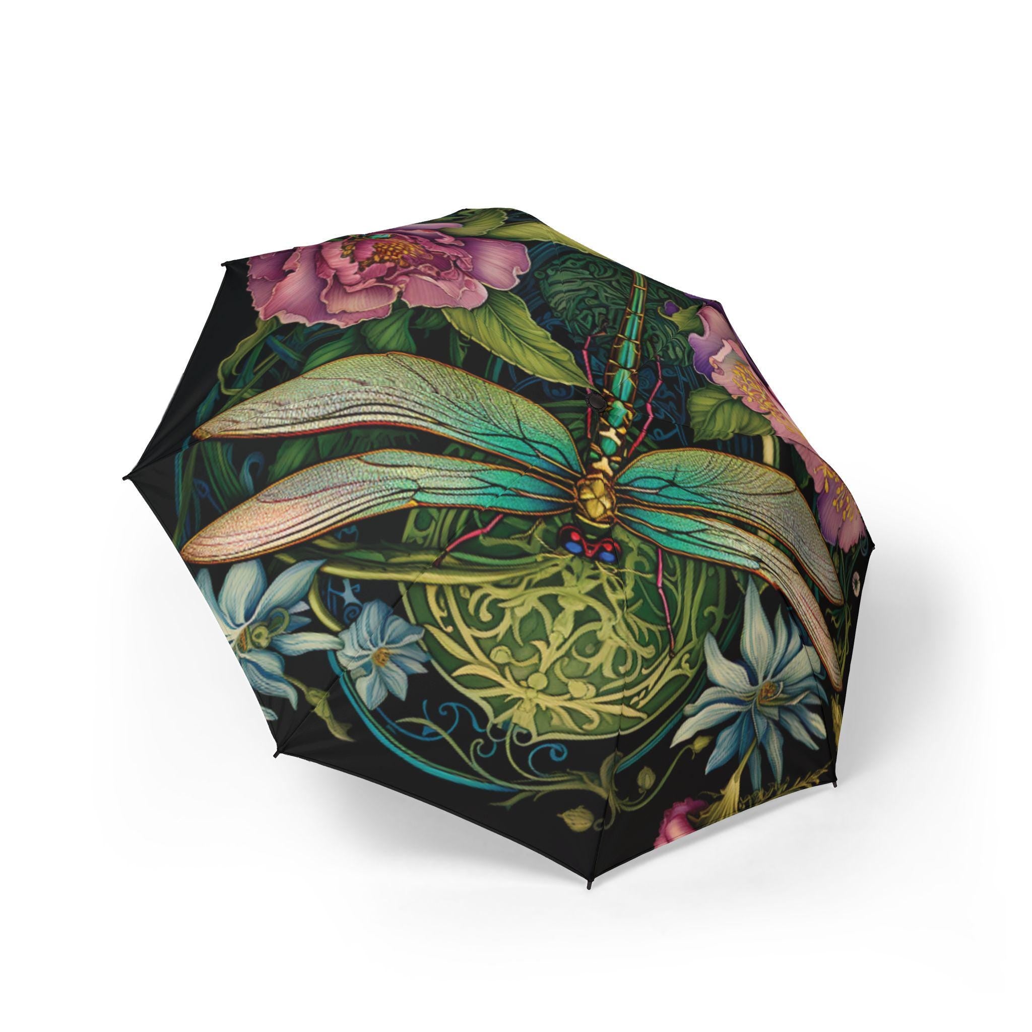Dragonfly Umbrella - Botanical Garden Design, Compact Umbrella for Travel